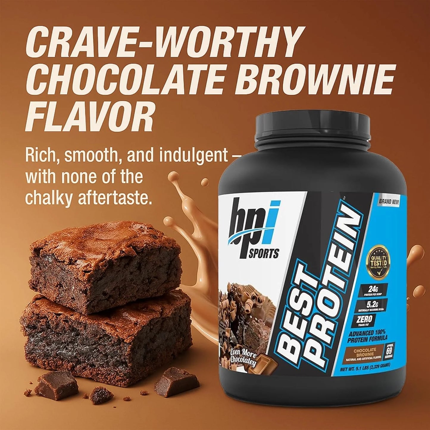 Best Protein Powder, 100% Whey Blend for Muscle Growth & Recovery, Chocolate Brownie, 5.1 Lbs (69 Servings)