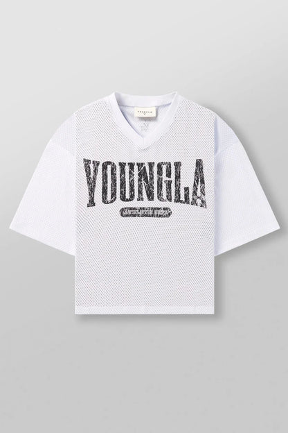 Summer New YA Trendy Brand Super Large T-Shirt Men Sports Fitness Quick Drying Breathable Large Mesh Printed Short Sleeve Top