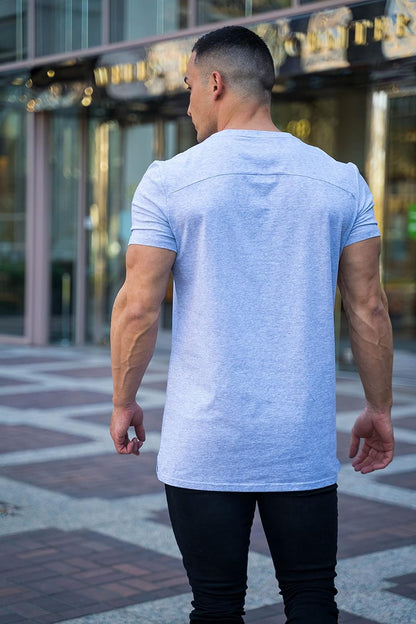 Mens Minimalist Fitted T-Shirts | Long Drop Cut Tee | Workout Gym 411
