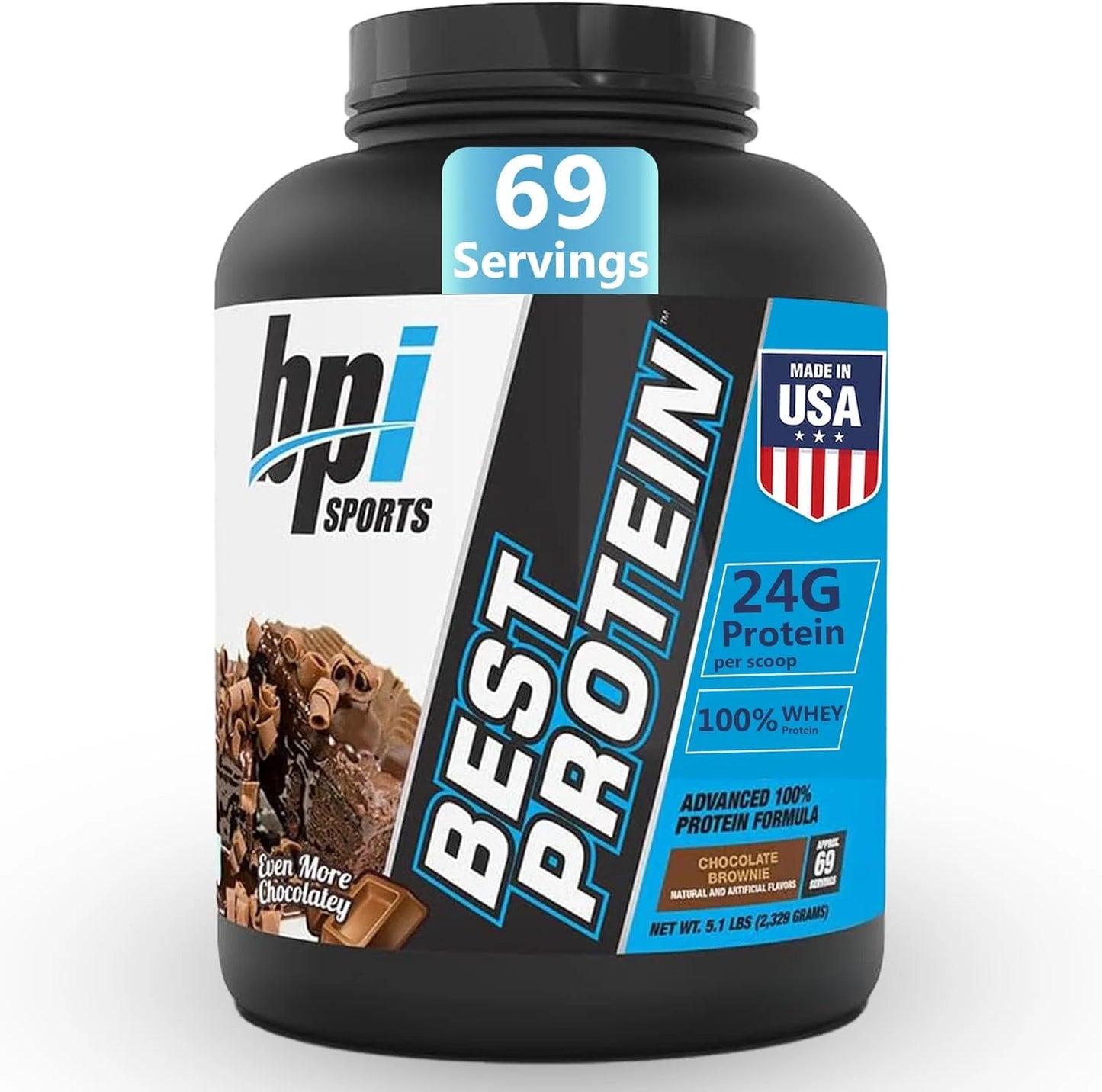 Best Protein Powder, 100% Whey Blend for Muscle Growth & Recovery, Chocolate Brownie, 5.1 Lbs (69 Servings)