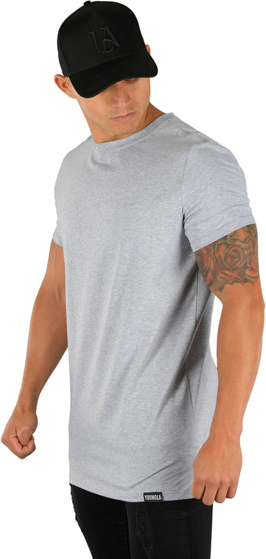 Mens Minimalist Fitted T-Shirts | Long Drop Cut Tee | Workout Gym 411