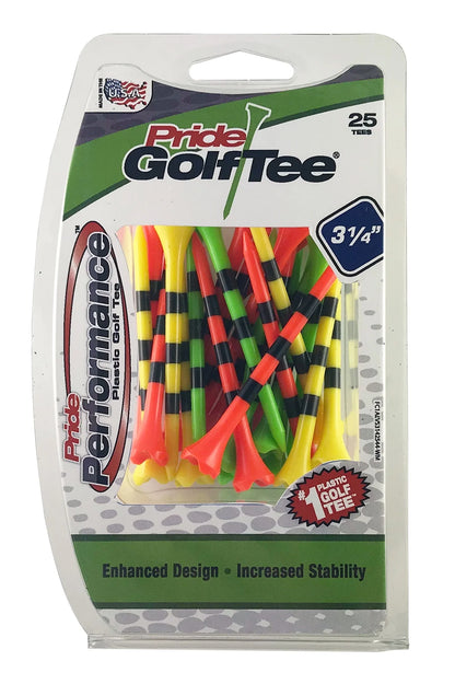 Pride Performance 3-1/4" Striped Fruit Mix Plastic Golf Tee, 25 Count