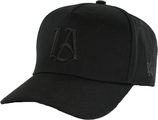 LA Snapback Hats for Men or Women - Baseball Adjustable Hat - LA Embroidery Logo - Unisex Snap Back 919 (All Black)