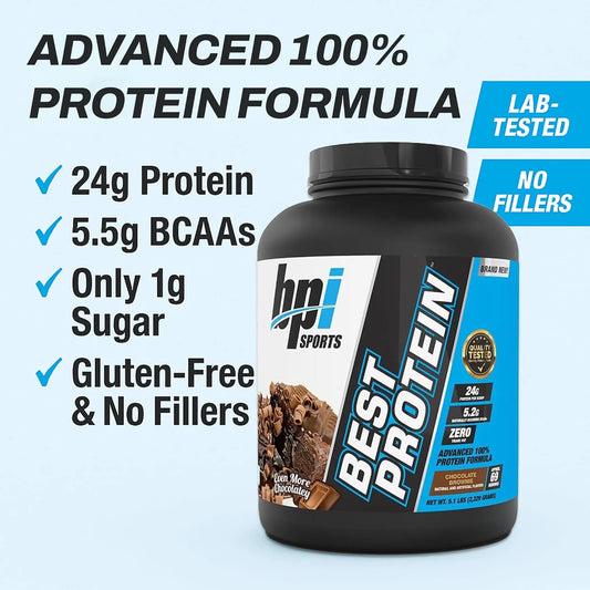 Best Protein Powder, 100% Whey Blend for Muscle Growth & Recovery, Chocolate Brownie, 5.1 Lbs (69 Servings)