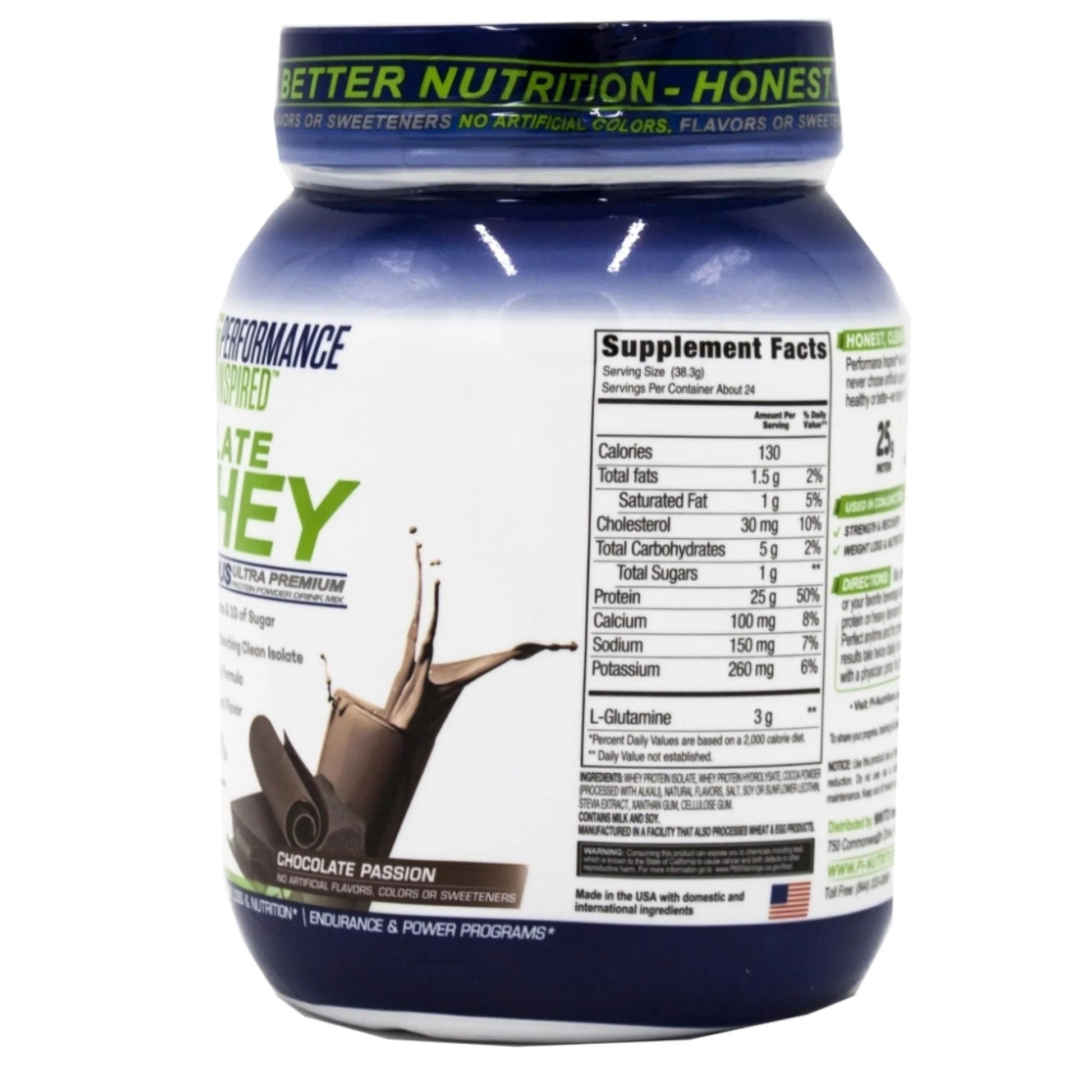 Nutrition - Isolate Whey Protein Powder - All Natural - 25G - L-Glutamine - Contains Bcaas - Chocolate Passion - 2 Lbs