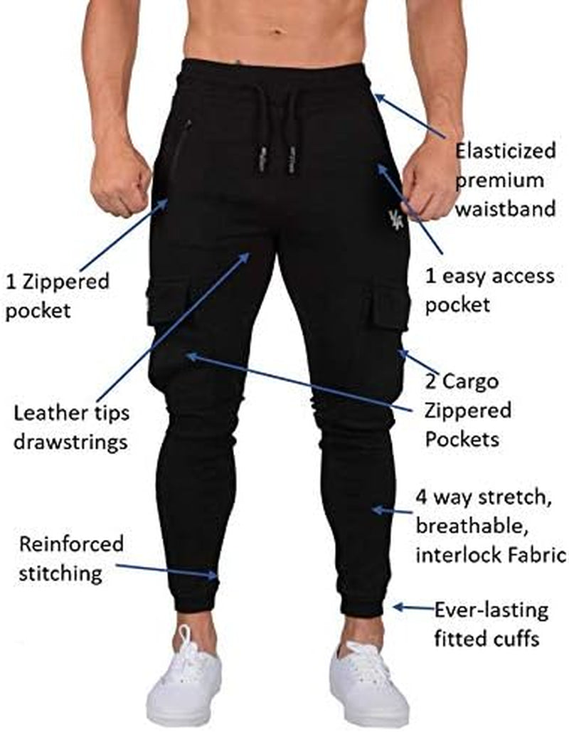Mens Minimalist Slim Fit Joggers | Skinny Fit Sweatpants with Extra Pockets | 225 Black XL