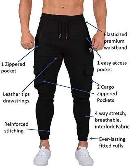 Mens Minimalist Slim Fit Joggers | Skinny Fit Sweatpants with Extra Pockets | 225 Black XL