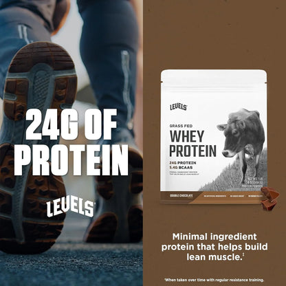 Grass Fed 100% Whey Protein Powder, No Hormones, Double Chocolate, 1LB